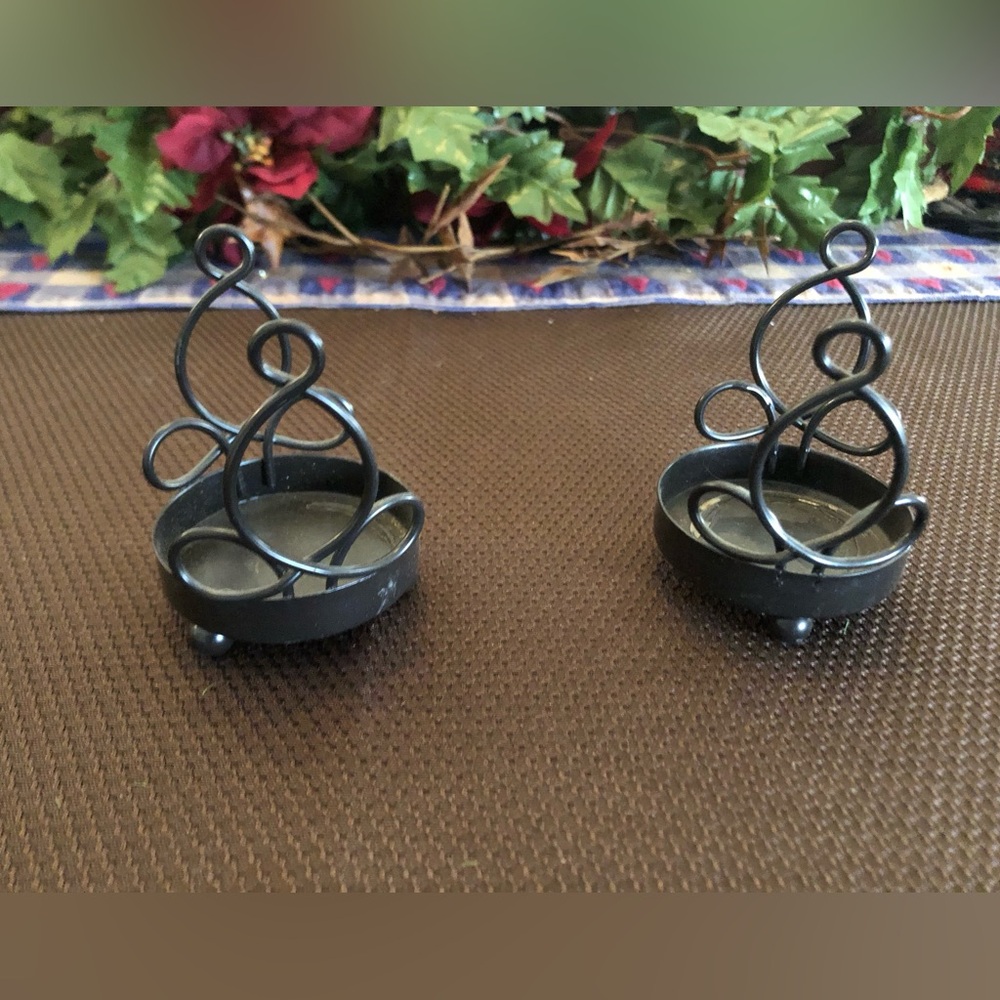Pair of scroll votive holders